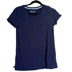 Carole Hochman Navy Blue Short-Sleeve Womens T-Shirt With Pocket Detail Size Sma